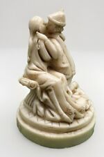 Alabaster Figures Sculpture Kissing Romeo & Juliet Mini Signed By Faro Italy
