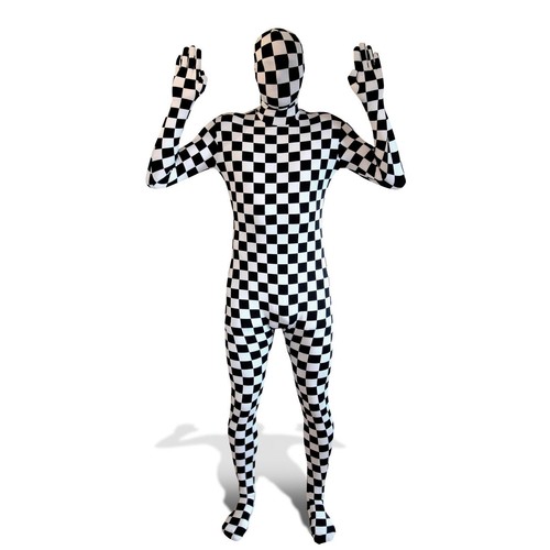 Adult black white check - white,