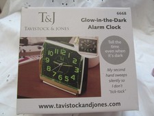 Tavistock & Jones Glow In The Dark Silent Tick Bedroom Quartz Alarm Clock Gift