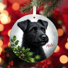 Personalised Patterdale Terrier Christmas Decoration - Xmas Ornament, Bauble