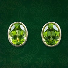 Peridot Stud Earrings 9ct Gold