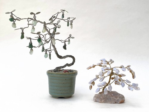 Gemstone bonsai trees pair - gemstone,