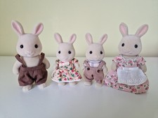 Vintage Sylvanian Families Periwinkle Milk Rabbit Family 2004 Figures