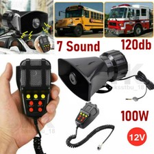 100W 12V 7 Sound Loud Car Police Siren Horn Megaphone With Mic PA Speaker System