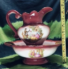 9" Pastal Red Pink Wash Jug &