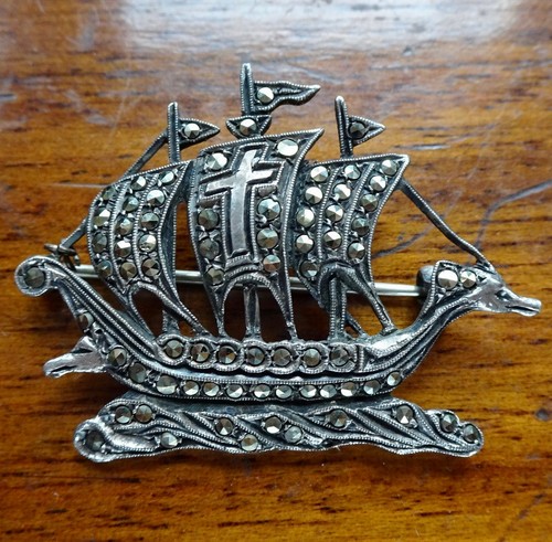 Vintage silver marcasite - silver, &