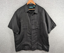 CUBAVERA Men's Black Cuban Guayabera Tropical Casual Ramie Button Shirt 2XL Tall