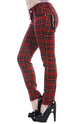 Red tartan check skinny punk - check,
