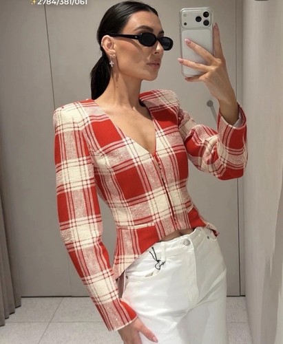 Zara white red - zara, check