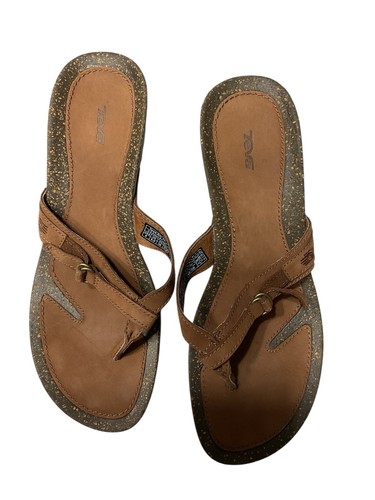 Teva tan leather flip flop - teva,