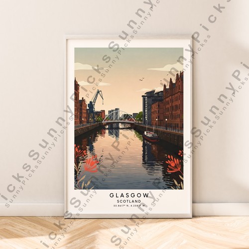 Glasgow travel print - print,
