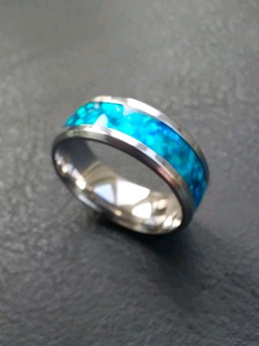 Men ring blue opal - blue, glow