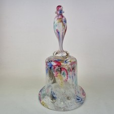 Antique Glass Handbell With Stretched Millefiori Cane Decoration 30cm High