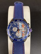 TAG Heuer F1 Watch. Mens Blue Leather Strap Chronograph Watch