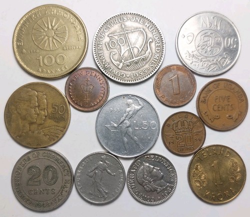 World coins different - world,