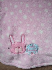 Primark Early Days  Hello Beautiful Bunny Pink White Fleece Blanket
