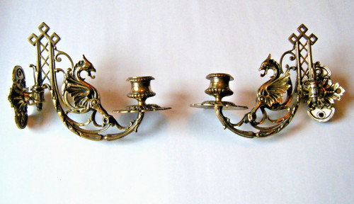 Antique gilt brass - pair, piano