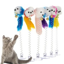 Cartoon Pet Cat Toy Stick Feather Rod Mouse Toy with Mini Bell Cat Catcher Tease