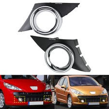 For 06-09 Peugeot 207 Sport Front Fog Spot Light Cover Surround Chrome Grill L+R