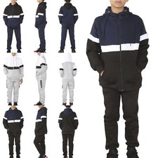 Boys Kids Zip-Up School P.E Tracksuits Hoodie Trousers Jogging Fleece Bottom