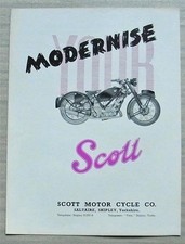 MODERNISE YOUR SCOTT MOTORCYCLE Sales Publicity Brochure c1947