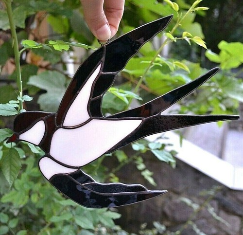 Stained glass swallow window - stained,