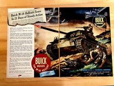 1945 Print Ad Buick M-18 Hellcat Tank WW2 20"x14"