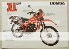 HONDA XL125R-C Motorcycle Sales Specification Leaflet c1984 Ref PB 84 009 A