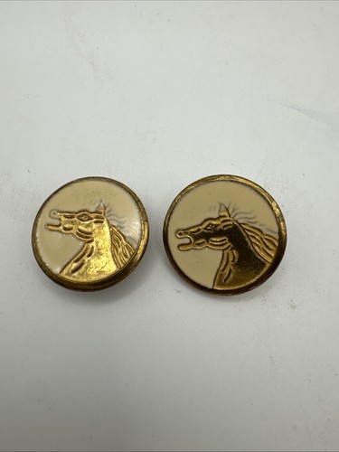 Pair brass enamel horse - pair, brass/enamel