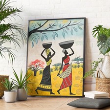 African women village wall - village,