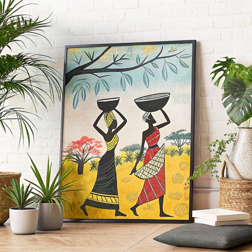 African women village wall - african,