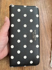 Kate Spade Polka Dot Black Wallet Zip Around New