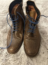 Mens Bertie Boots, Size 9, EU 43, Lace Up, Zip, Chelsea , Brogue, Tan, Leather