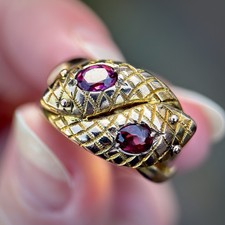 9CT Gold Antique (1915) Double Headed Snake / Cobra Ring 5.1g