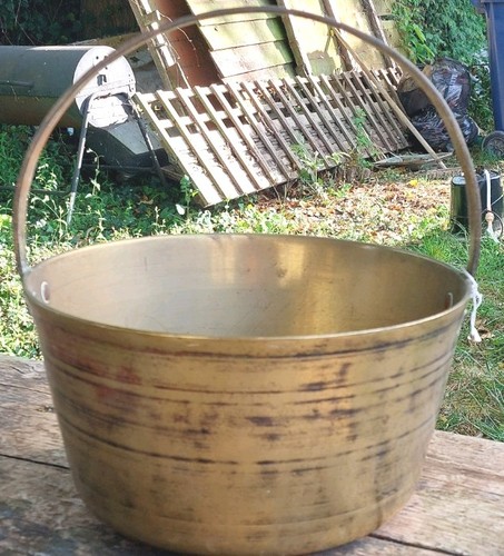 Large brass jam pan with - jam,