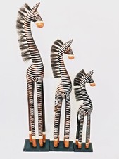 Wooden Zebra Ornament Statue 100cm 80cm 60cm Large Brown Zebra Carving