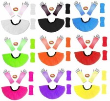 NEON  TUTU SKIRT SET 80s FANCY DRESS HEN PARTY COSTUME GLOVES LEGWARMERS