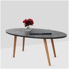Oval Coffee Table Black Marble