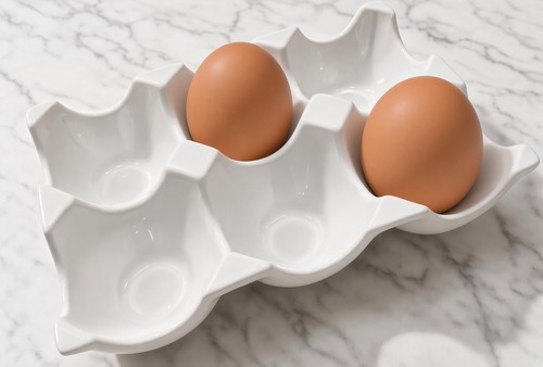 White ceramic 6pc egg - white,