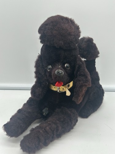 Vintage black poodle - black, plush