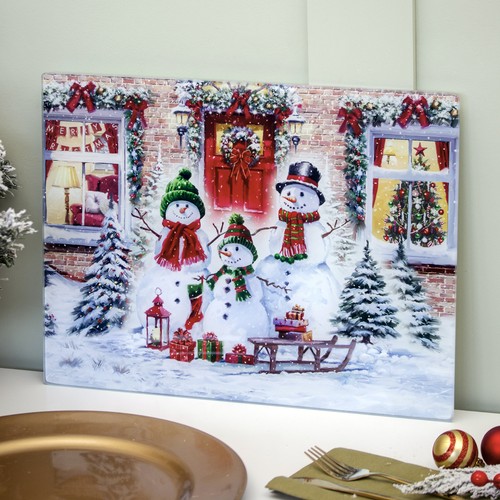 Snowmen christmas toughened - christmas,