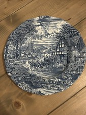 Furnivals Dickens Coaching Days Engraved Underglaze Blue White 11In Dinner Plate