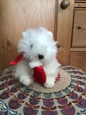 Harrods London White Westie Puppy Dog Red Christmas Stocking Soft Plush Toy 7"