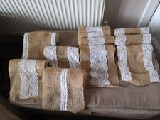 11 Jute Hessian And Lace Table Runners Handmade Excellent Condition And Quality.