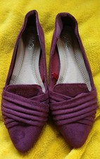 BNWOB M&Co Ladies Purple Suede Low Heeled Court Shoes Size 4