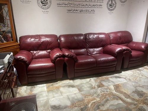 Leather oxblood sofa suite - oxblood,