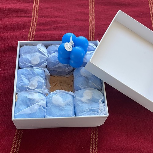Blue bubble candle - blue,