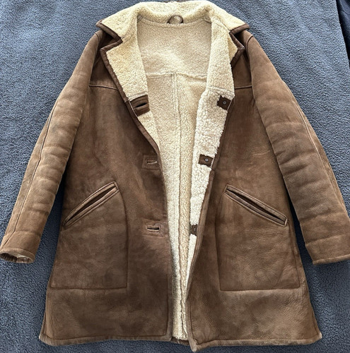 Vintage brown sheepskin coat - brown,
