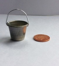 Galvanised Bucket, Dolls House Miniature Outdoor Accessories Metal