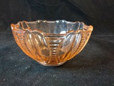 Light Amber Art Deco Glass Fruit Dessert Bonbon Sweets Bowl 12.5cm Diameter